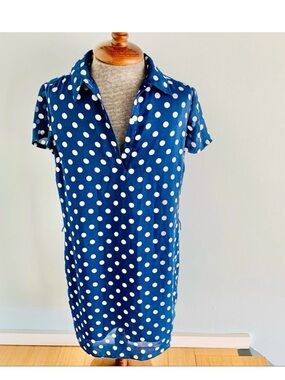 Ann Taylor Blue and White Polka Dot Mini Dress 💙🤍